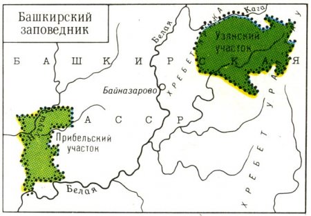 Карта Башкирского заповедника