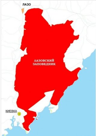 Карта Лазовского заповедника