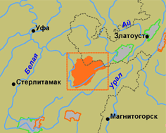 Южно-Уральский заповедника на карте