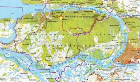 Национальный парк «Самарская Лука» на карте