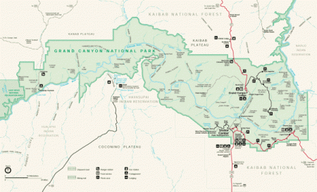 Национальный парк Гранд Каньон на карте