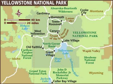 Йеллоустонский национальный парк на карте
