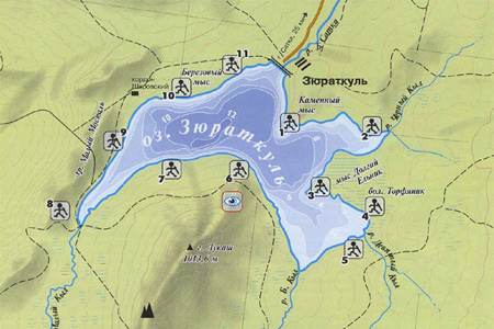 Озеро Зюраткуль на карте