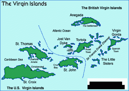 Национальный парк Виргинские острова на карте