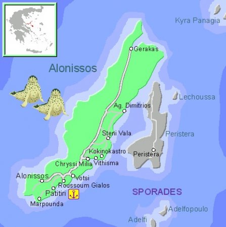 Морской национальный парк Алонисос на карте