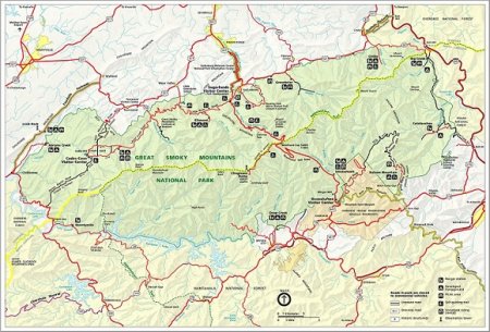 Национальный парк Грейт-Смоки-Маунтис на карте