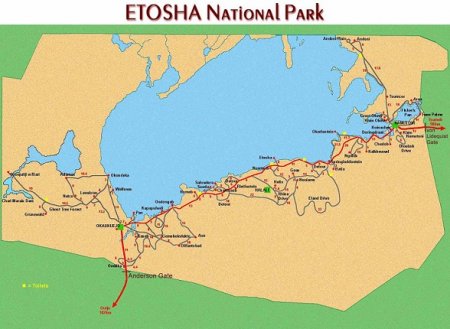 Национальный парк Этоша на карте