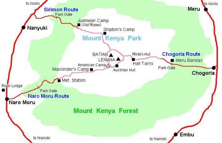 Национальный парк Гора Кения на карте