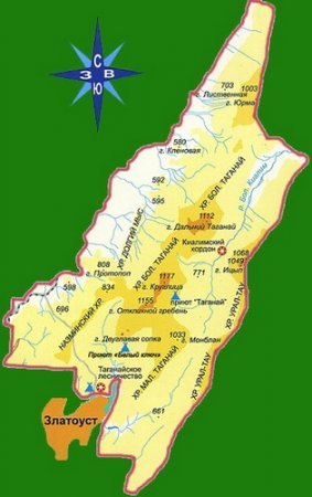Национальный парк Таганай на карте