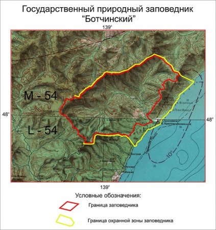Ботчинский государственный природный заповедник на карте